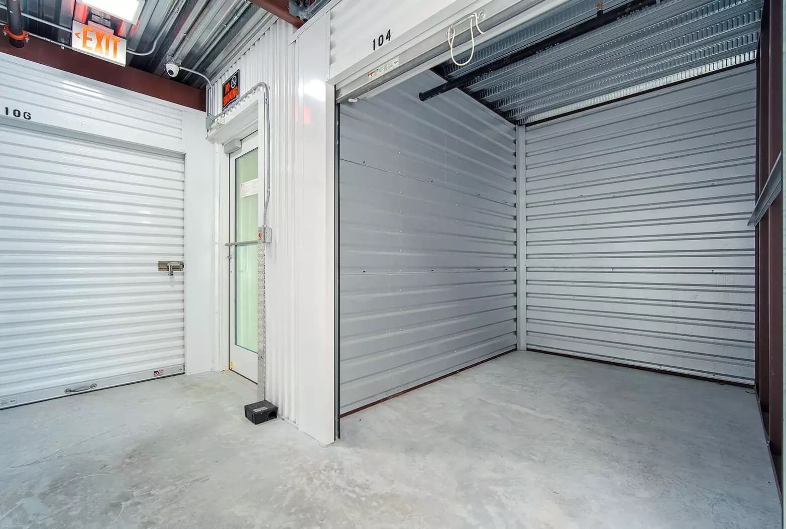 Open climate-controlled storage unit interior at 678 Storage