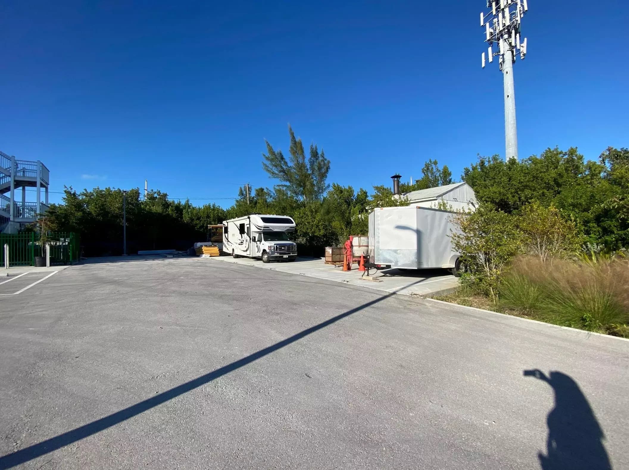 678 Storage outdoor parking lot with RV and enclosed trailer — gated and fenced